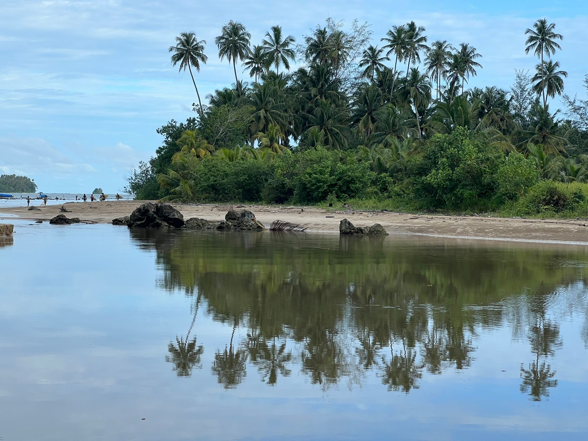 Waves rolling into the coast of Nias